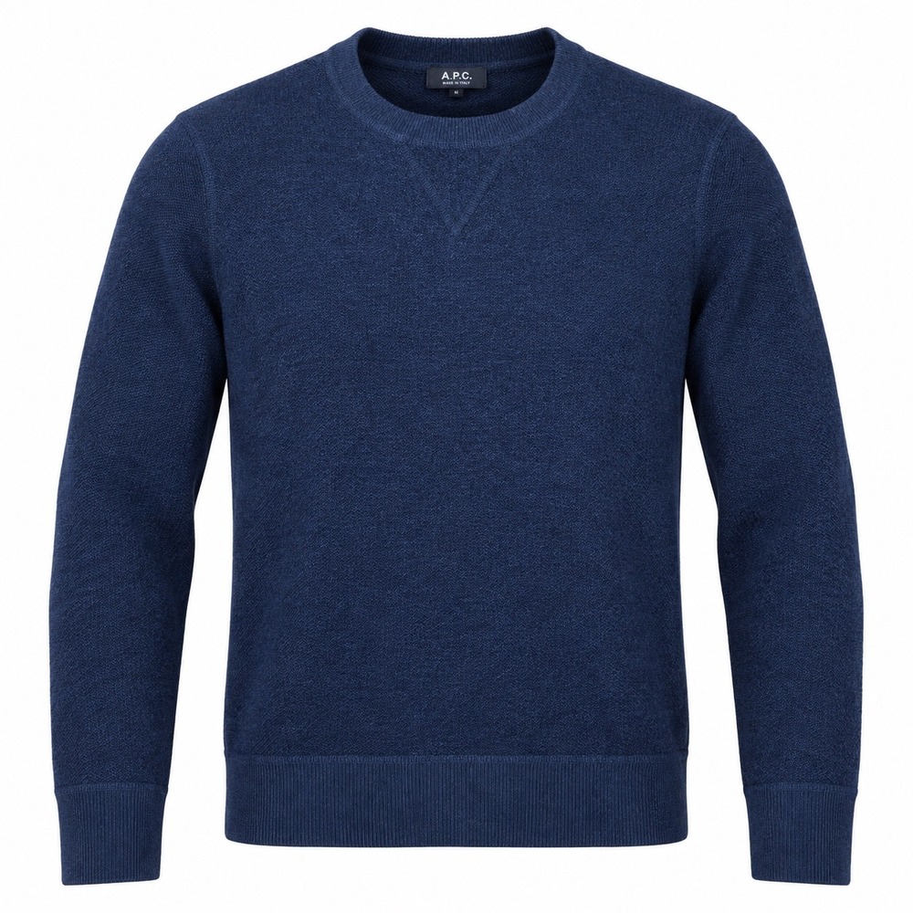 APC Womens Sweater M Wool Cotton Navy Blue Crewneck Rue Madame Paris Knit